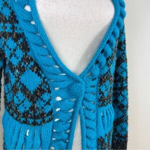 Miss Morena Womens Large Crochet Cardigan Sweater Forest Fairy Boho Artsy Whimsy